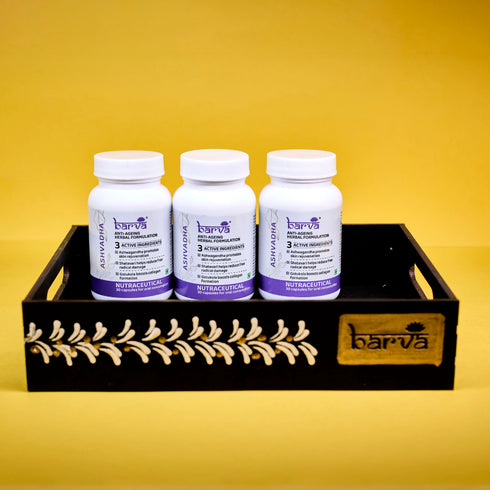 Ashvadha Pack of 3 with a Free Wooden Tray & a free Mulshudhi